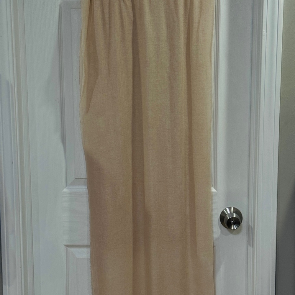 Vince fringe Sheer Scarf 🧣 Beige - Picture 2 of 3